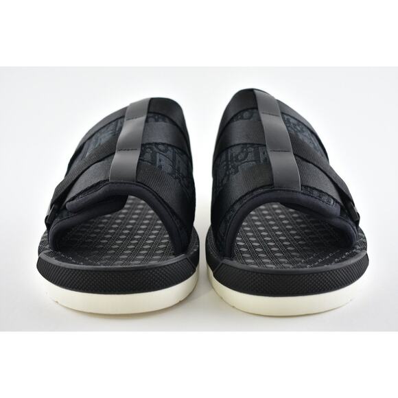 Dior Mens Alpha Sandal Black White Oblique Jacquard Logo Slide Slip On 45 12 - Picture 5 of 12